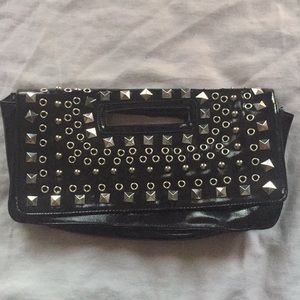 Black silver studded handbag